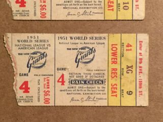 1951 World Series Game 4 Ticket Stubs: Yankees vs Giants Joe DiMaggio ' s FINAL HR 4