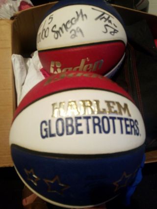 (2) Harlem Globetrotters Team Signed Autographed Baden Basketballs