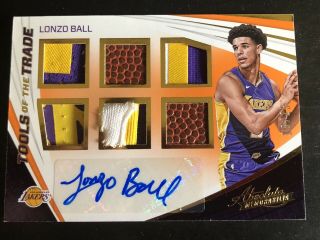 2017 - 18 Panini Absolute Lonzo Ball Tools Of Trade 6x Patch Ball Auto Rc /25