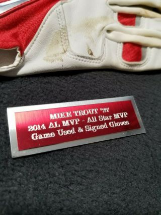 Mike Trout 2x Signed 2014 MVP ALL STAR Game NIKE Batting Gloves Angel ' s 8