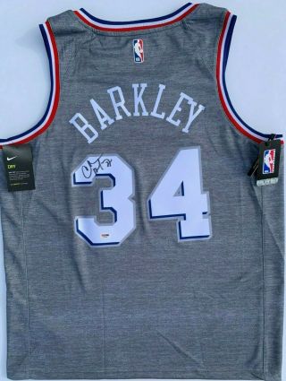 Charles Barkley Signed Nike Philadelphia 76ers City Edition Jersey Psa/dna