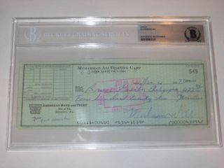 Muhammad Ali Signed Training Camp Check 1973 Beckett Authenticated & Encapsulat.