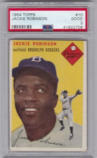 1954 Topps 10 Jackie Robinson Psa 2 G Brooklyn Dodgers Graded Old Baseball Card