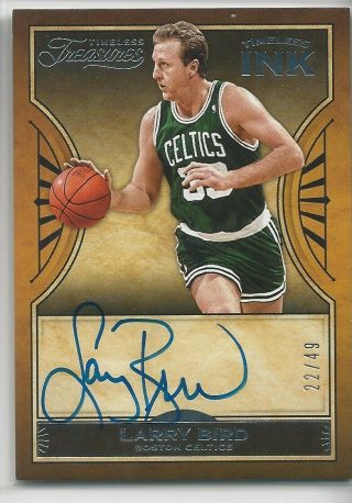 2018 - 19 Larry Bird Panini Chronicles Timeless Treasures Ink Auto 22/49 Celtics