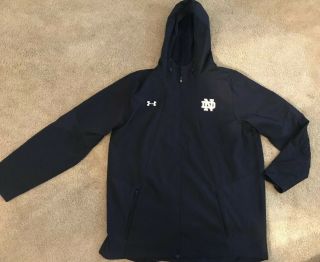 Team Issued Notre Dame Football Full Zip Up Under Armour Jacket/hood 2xl