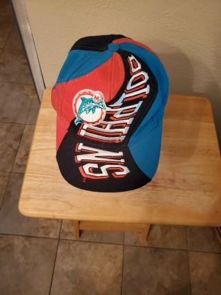 Vtg 90s Rare Drew Pearson Miami Dolphins Nfl Snapback Hat Multi - Color Cap