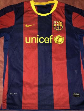 2010 Nike Fit Fc Barcelona Lionel Messi 10 Unicef Jersey Size Medium