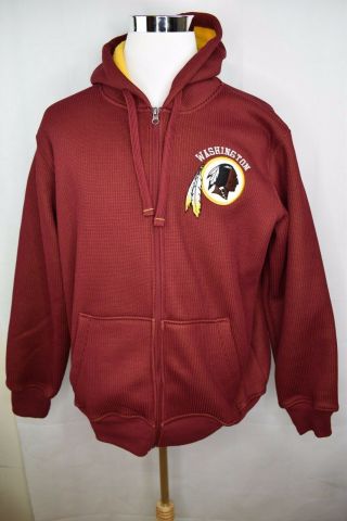 Nfl Washington Redskins Full Zip Fleece Lined Winter Jacket Mens Large Hood Logo