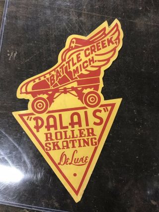 Vintage 1930 - 1950 Era Decal Palais Roller Rink Battle Creek Michigan