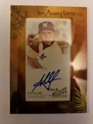 Jesus Aguilar 2019 Topps Allen & Ginter Framed Mini Auto Autograph Brewers