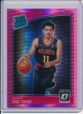Trae Young 2018 - 19 Donruss Optic Rated Rookie Hyper Pink Prizms Rc 198 Hawks