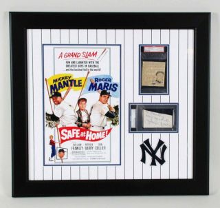 Micky Mantle & Roger Maris Signed Cut Display Yankees – Psa/dna