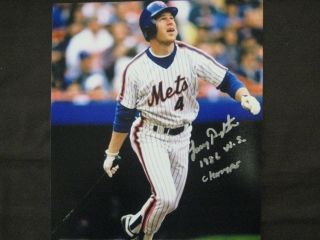 Mets & Phils Legend Lenny Dykstra " Nails " Autographed World Series Photo W/coa