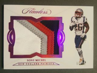 2018 Panini Flawless Sony Michel 4 Color Jersey Patch Purple Patriots /15