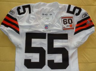 Willie Mcginest Game Worn 2006 Cleveland Browns 60th Patch Jersey Gfc Loa