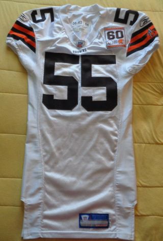 WILLIE MCGINEST GAME WORN 2006 CLEVELAND BROWNS 60TH PATCH JERSEY GFC LOA 4