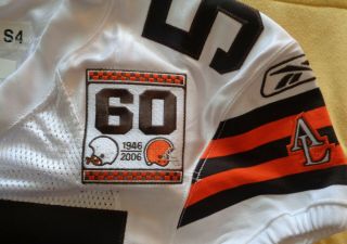 WILLIE MCGINEST GAME WORN 2006 CLEVELAND BROWNS 60TH PATCH JERSEY GFC LOA 6