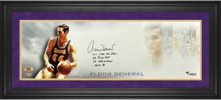 Jerry West Los Angeles Lakers Framed Signed 10 " X 30 " Floor General W/coa