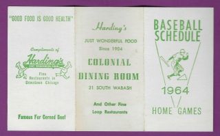 1964 Pocket Schedule (3 Teams Combined) Mil.  Braves,  Cubs & White Sox