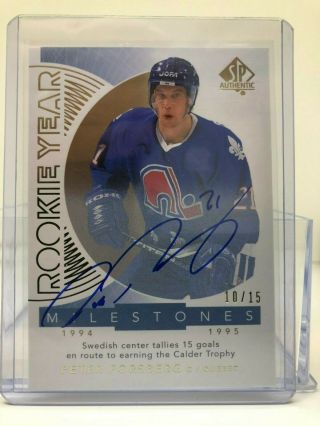 2017 - 18 Ud Sp Authentic Rookie Year Milestone Autograph Peter Forsberg 10/15 Sp