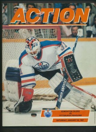 1986 - 87 Vintage Edmonton Oilers Hockey Program Jan 24/87 Gretzky Fuhr Lemieux