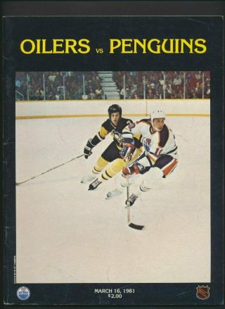 1980 - 81 Vintage Edmonton Oilers Hockey Program Mar/81 Gretzky Vs Pittsburgh