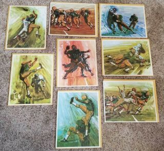 Rare Complete Set Of 8 1966 Green Bay Packers Mobil Posters - All W/ Envelopes
