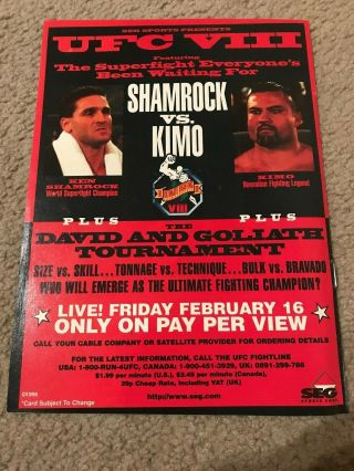 Vintage 1996 Ufc Viii 8 Poster Print Ad Ultimate Fighting Ken Shamrock Vs Kimo