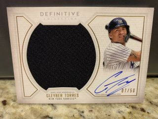 2019 Topps Definitive Jumbo Patch Auto Autograph Gleyber Torres 7/50 Yankees