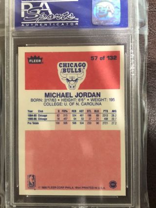 Michael Jordan 1986 - 87 Fleer 57 Rookie PSA 9 Looks like BGS 9.  5 2