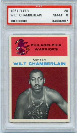 1961 Fleer Basketball Wilt Chamberlain Rookie Rc 8 Psa 8 Nm - Mt A,