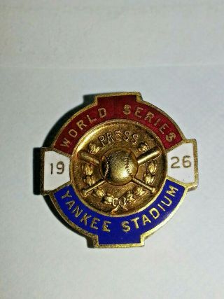 1926 World Series York Yankees Baseball Press Pin St.  Louis Cardinals Ruth