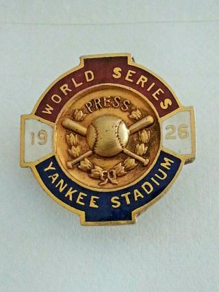 1926 World Series York Yankees Baseball Press Pin St.  Louis Cardinals Ruth 3