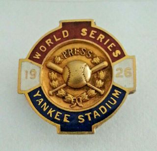 1926 World Series York Yankees Baseball Press Pin St.  Louis Cardinals Ruth 4