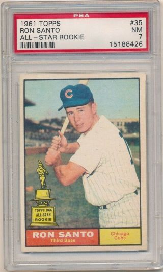 Ron Santo 1961 Topps 35 Rc All Star Rookie Chicago Cubs Psa 7 Nm