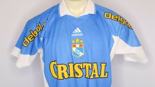 VTG 90s Adidas sporting Cristal peru soccer jersey Men ' s Size Large Blue White 2