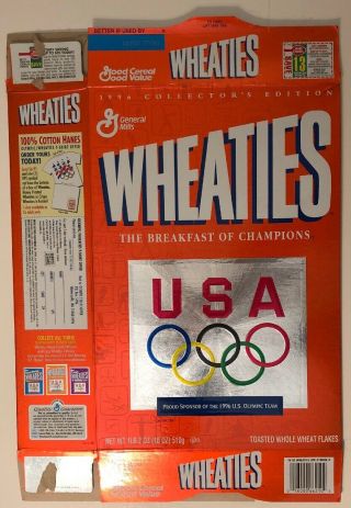 Wheaties 1996 Collector Cereal Box Olympic Team