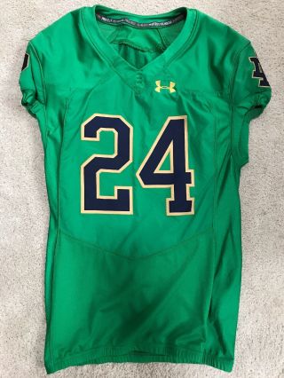 2018 Team Issued Notre Dame Football Under Armour Green Jersey 24