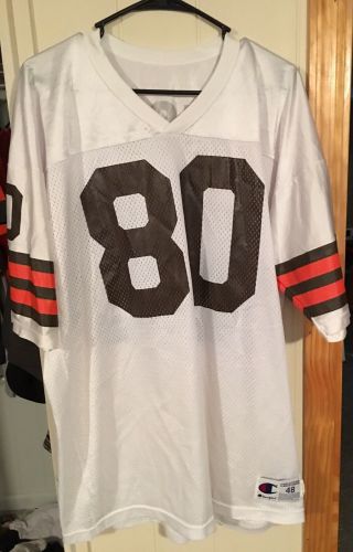 Vintage 90s Champion Nfl Cleveland Browns Andre Rison Mens White Jersey Size 48