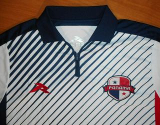 Runic Pro Team Wear Team Panama Men’s White Blue Red 1/4 Zip Soccer Jersey Sz L 3