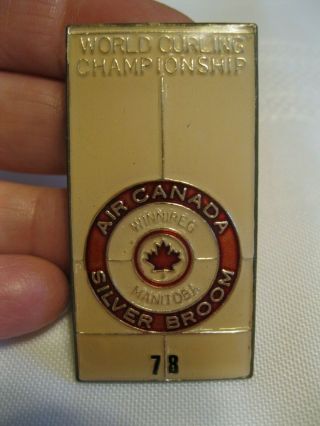 Vintage 1978 Air Canada Silver Broom World Curling Champ.  Lapel Pin Winnipeg