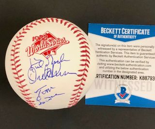 Dodgers Kirk Gibson Lasorda Hershiser Signed 1988 World Series Baseball Bas