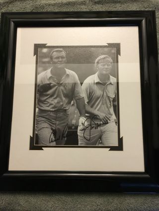 Jack Nicklaus Arnold Palmer Signed Framed 19.  5 X 17.  5 Pga Golf Photo