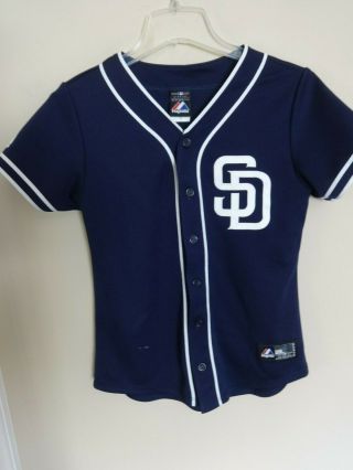 Vintage Majestic San Diego Padres Button Front Baseball Jersey Women Small
