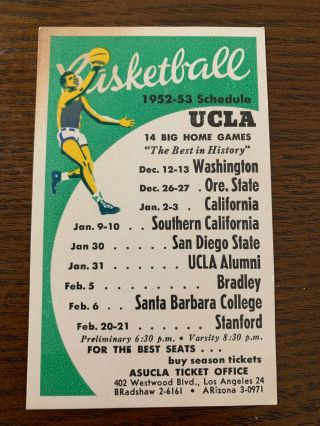 1952 - 53 Ucla Basketball Pocket Schedule