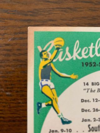 1952 - 53 Ucla Basketball Pocket Schedule 4