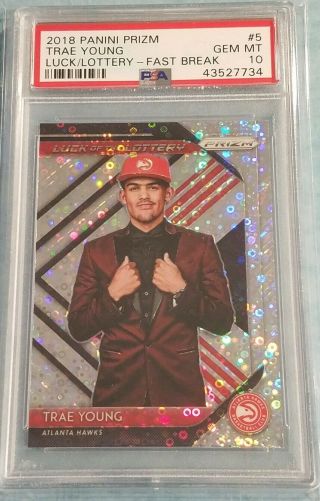 2018 Panini Prizm Fast Break Luck Of The Lottery Trae Young Rc Psa 10 Gem