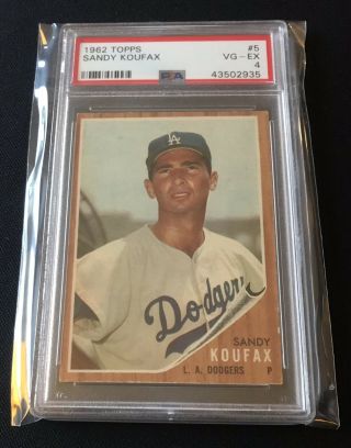 1962 Topps 5 Sandy Koufax Dodgers Psa 4 Ex Holder