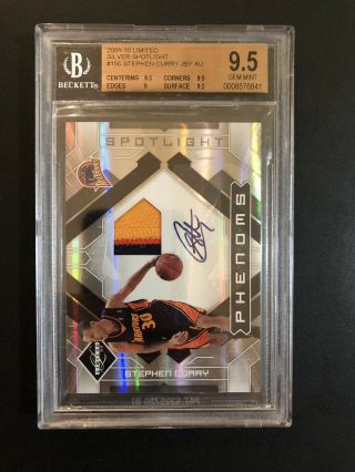 2009 - 10 Stephen Curry Limited Silver Rookie 3 Color Patch 21/25 Bgs 9.  5 Auto 10