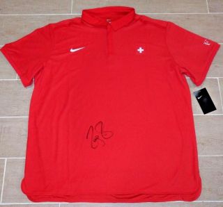Legend Roger Federer Signed Autographed Nike Swiss " Rf " Shirt Beckett (bas)